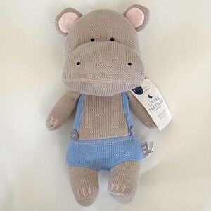 NEW Stuffed Animal Soft Knit Toy Rattle for Baby Hunter Hippo | Living Textiles